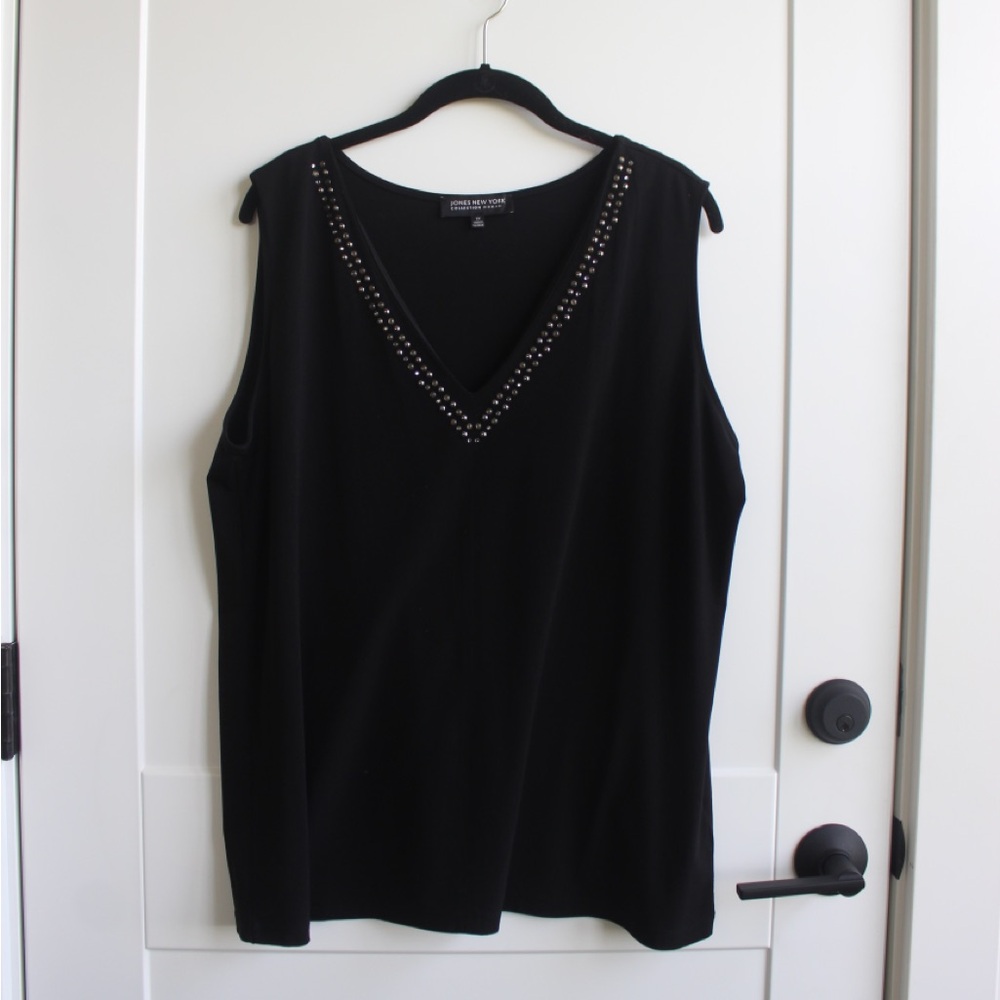 Jones New York Black Tank Top with beads